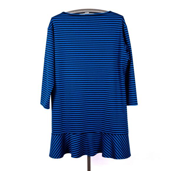 Draper James Women's Size XXL Blue Black Striped Tunic Style Tiered Shift Dress - Picture 3 of 5